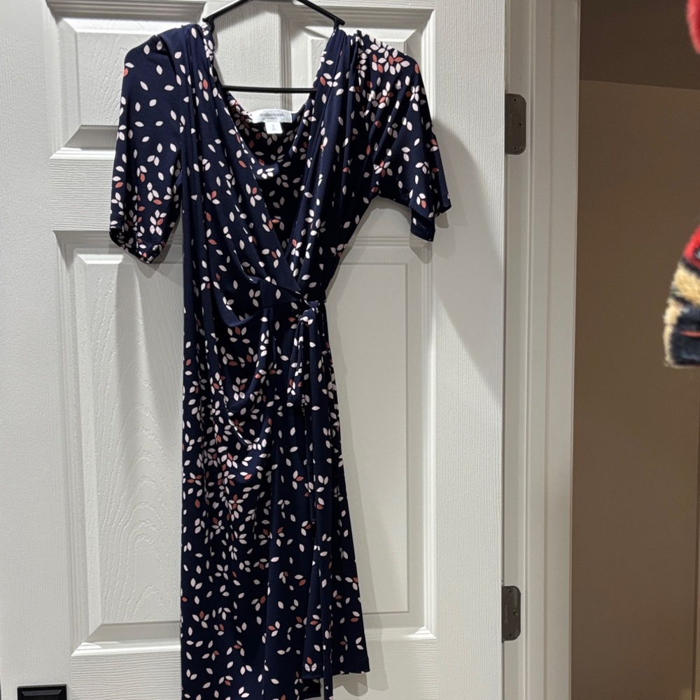 Motherhood Maternity Dark Blue Patterned Midi Dress